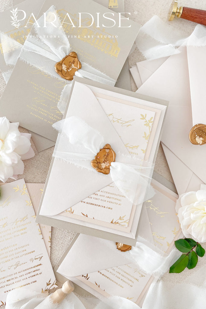 Maria Gold Foil Wedding Invitation Sets