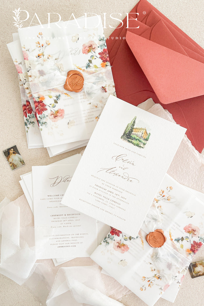 Daniela Watercolor Venue Wedding Invitation Sets