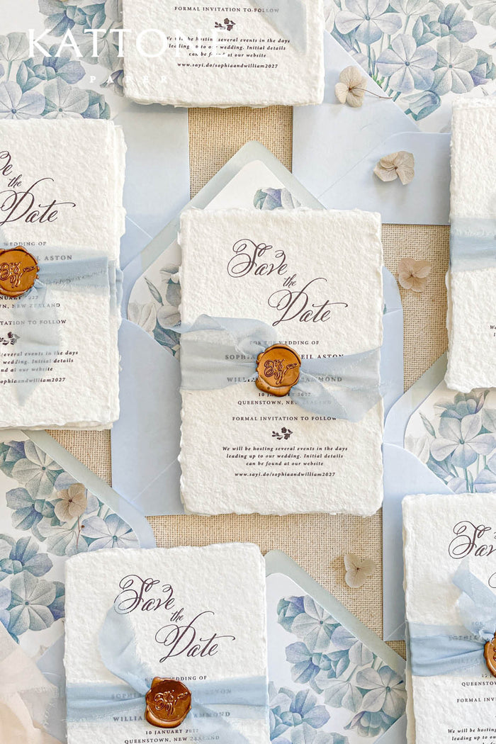 Davina Handmade Paper Save the Date Cards