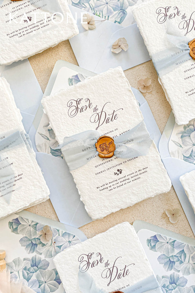 Davina Handmade Paper Save the Date Cards