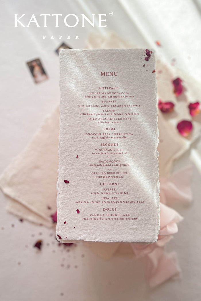 Nerissa Handmade Paper Wedding Menus