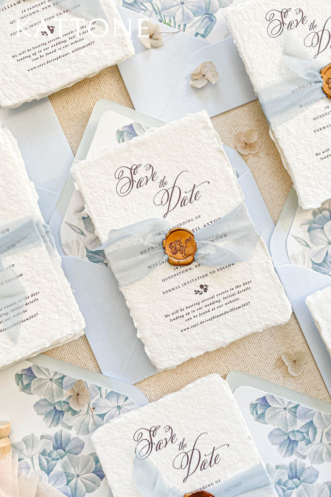 Davina Handmade Paper Save the Date Cards