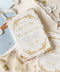 Invite your guests to your special day with the artful beauty of these exquisite handmade paper wedding invites. Perfect for a garden wedding, these invitations feature a delicate golden leaf addition, providing a touch of understated elegance and luxurious shimmer. The tactile and organic feel of the deckle edge paper creates a truly memorable keepsake, setting a romantic and refined tone for your celebration.