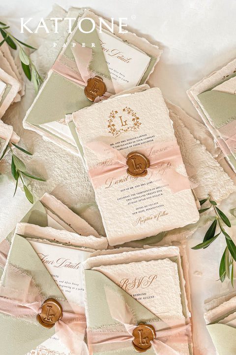 Enhance your special day with our exquisite Wedding Invitations featuring stunning watercolor venue illustrations. Each invite is crafted on beautiful handmade deckled edge paper, adding a touch of elegance to your celebrations. Our customizable designs ensure that your unique love story shines through. Contact us for a personalized quote.