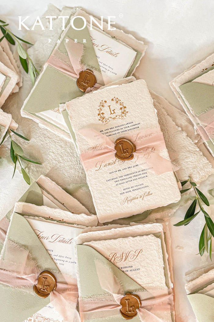 Kiko Monogram Handmade Paper Wedding Invitations