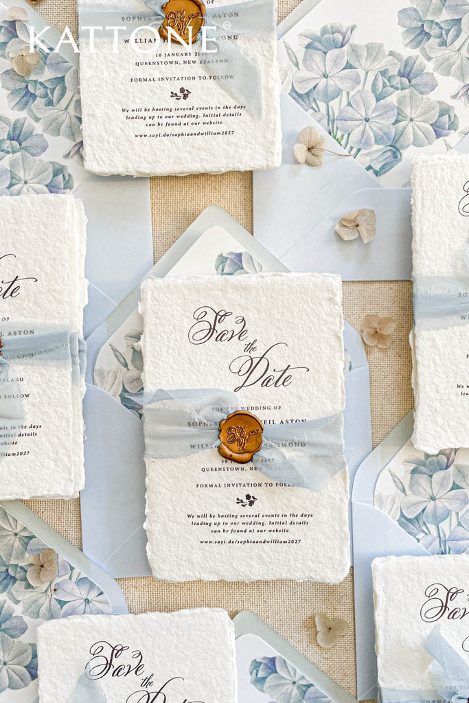 Davina Handmade Paper Save the Date Cards