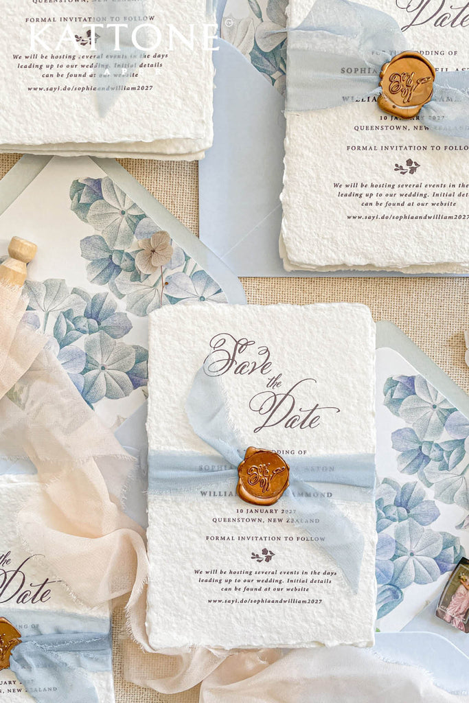 Davina Handmade Paper Save the Date Cards