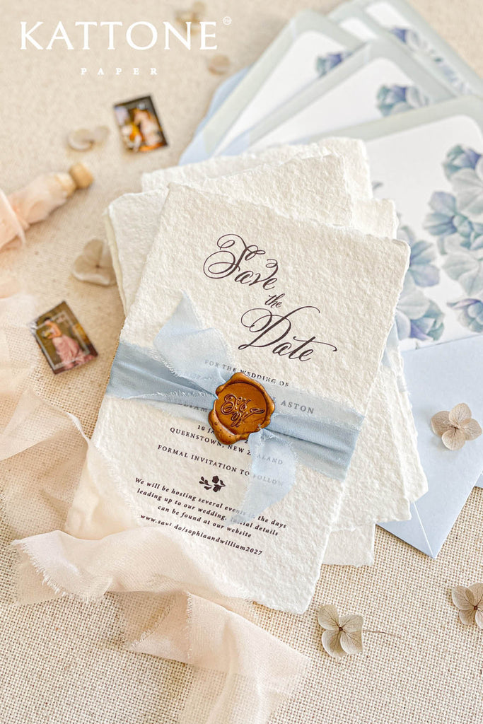 Davina Handmade Paper Save the Date Cards