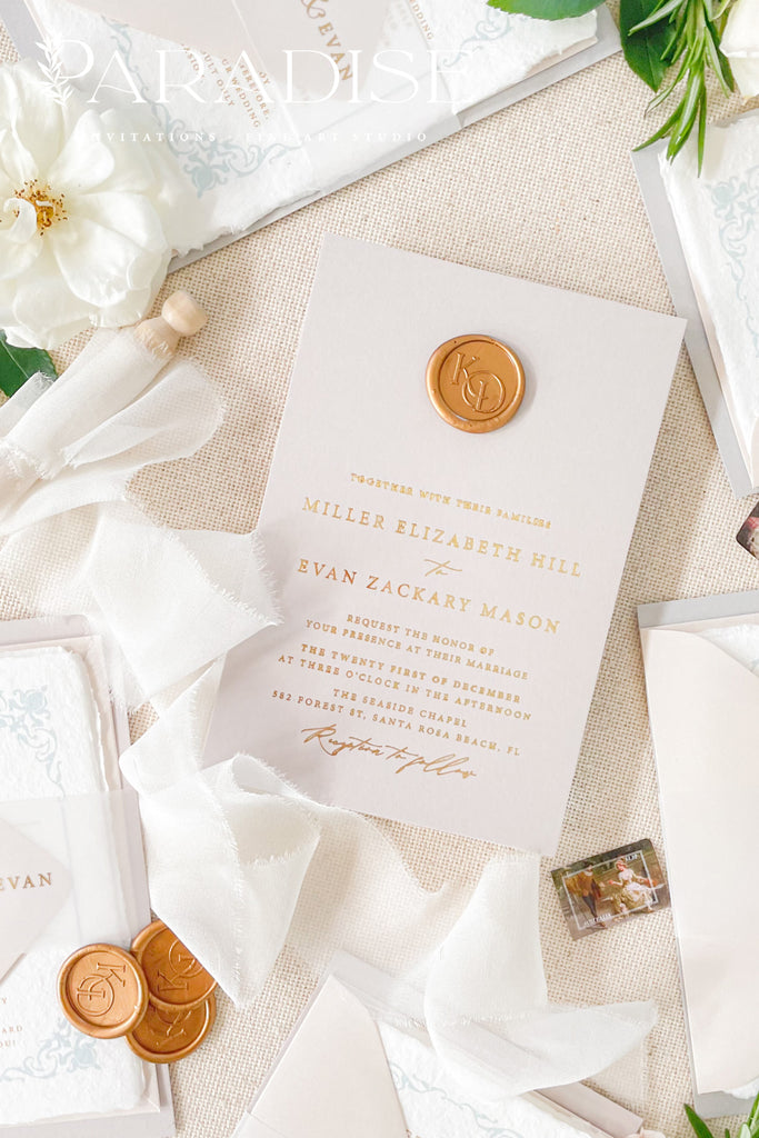 Willow Real Gold Foil Wedding Invitation Sets