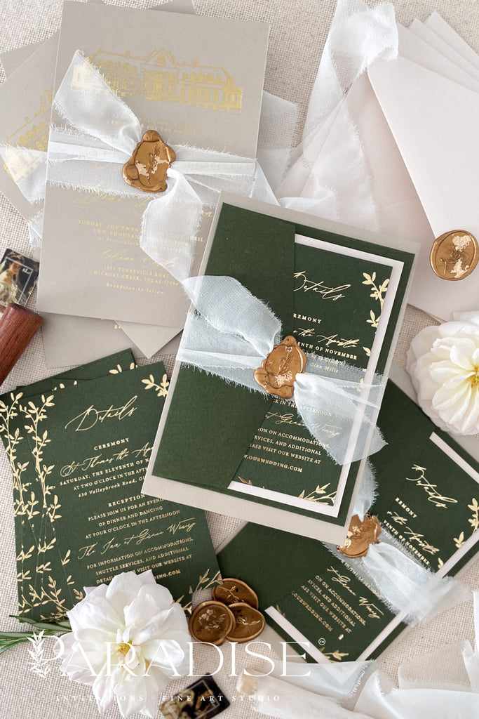 Hailey Gold Foil Wedding Invitation Sets