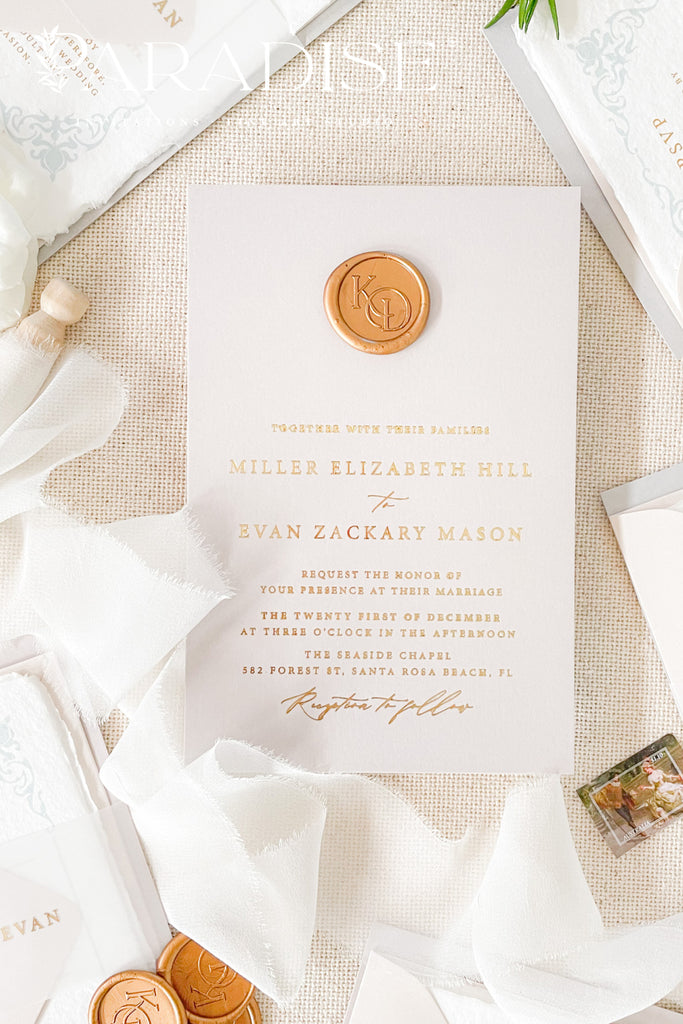 Willow Real Gold Foil Wedding Invitation Sets