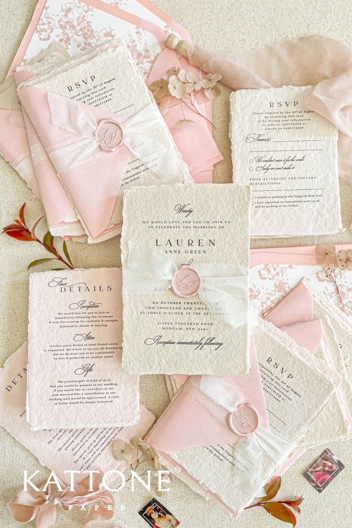 Ivy Handmade Paper Wedding Invitation Suite