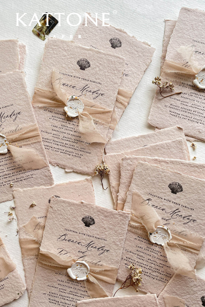Calista Colored Handmade Paper Wedding Invitation Suite