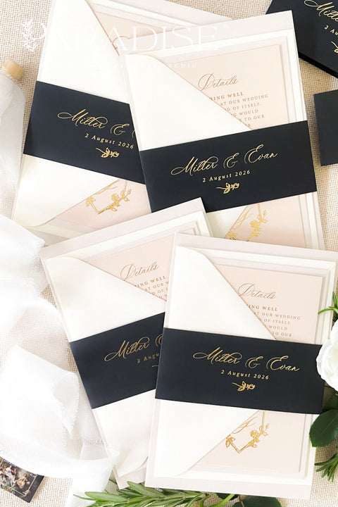 Make your wedding unforgettable from the very first impression with these luxurious hot foil invitations — where timeless design meets radiant metallic shine. Each invitation is meticulously printed on premium cardstock and finished with real foil stamping, adding a touch of elegance and sophistication your guests will never forget.