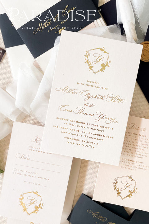 Make your wedding unforgettable from the very first impression with these luxurious hot foil invitations — where timeless design meets radiant metallic shine. Each invitation is meticulously printed on premium cardstock and finished with real foil stamping, adding a touch of elegance and sophistication your guests will never forget.