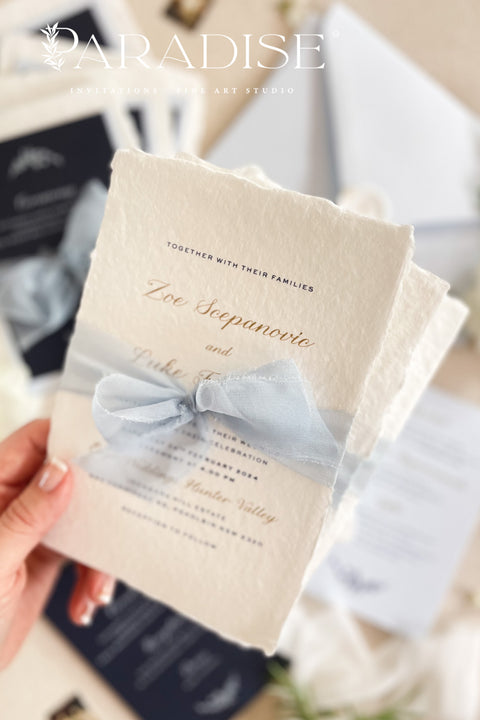 Announce your special day with timeless, heartfelt style. The unique deckled edges and soft texture provide an artisan feel that is both rustic and elegant, setting a deeply romantic tone for your ceremony. Each invite is an eco-friendly choice that leaves a lasting impression on your guests.