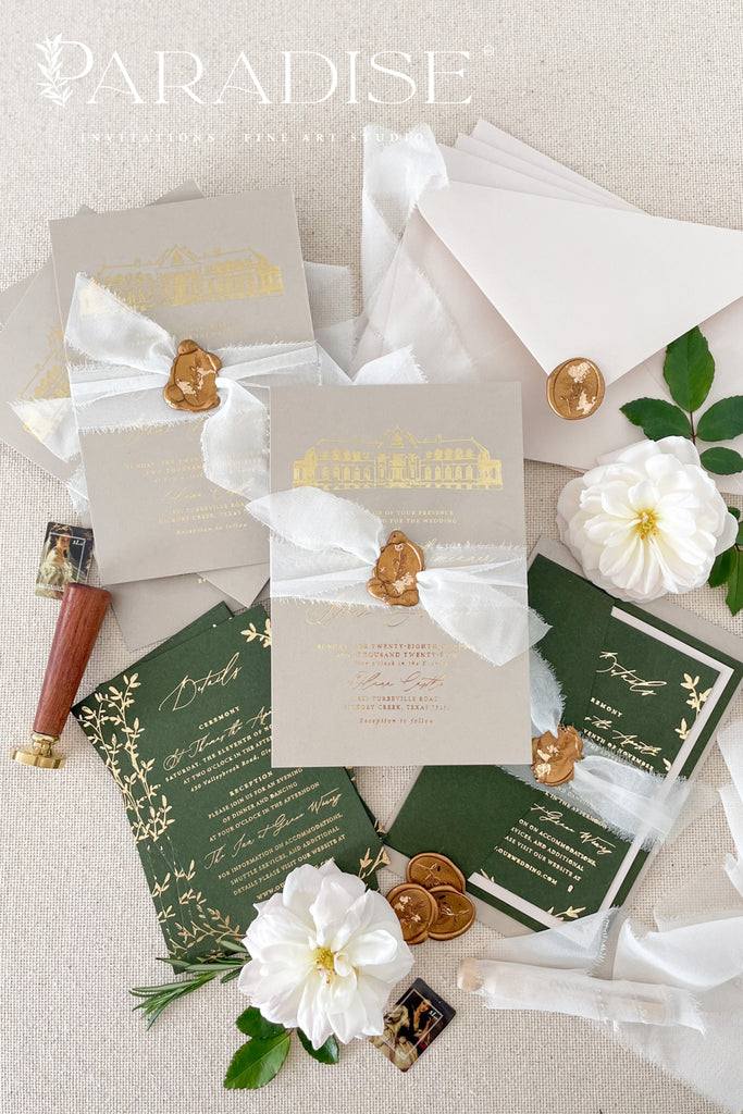 Hailey Gold Foil Wedding Invitation Sets