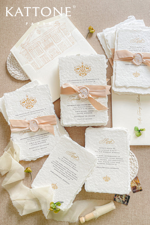 Leila Handmade Paper Wedding Invitations