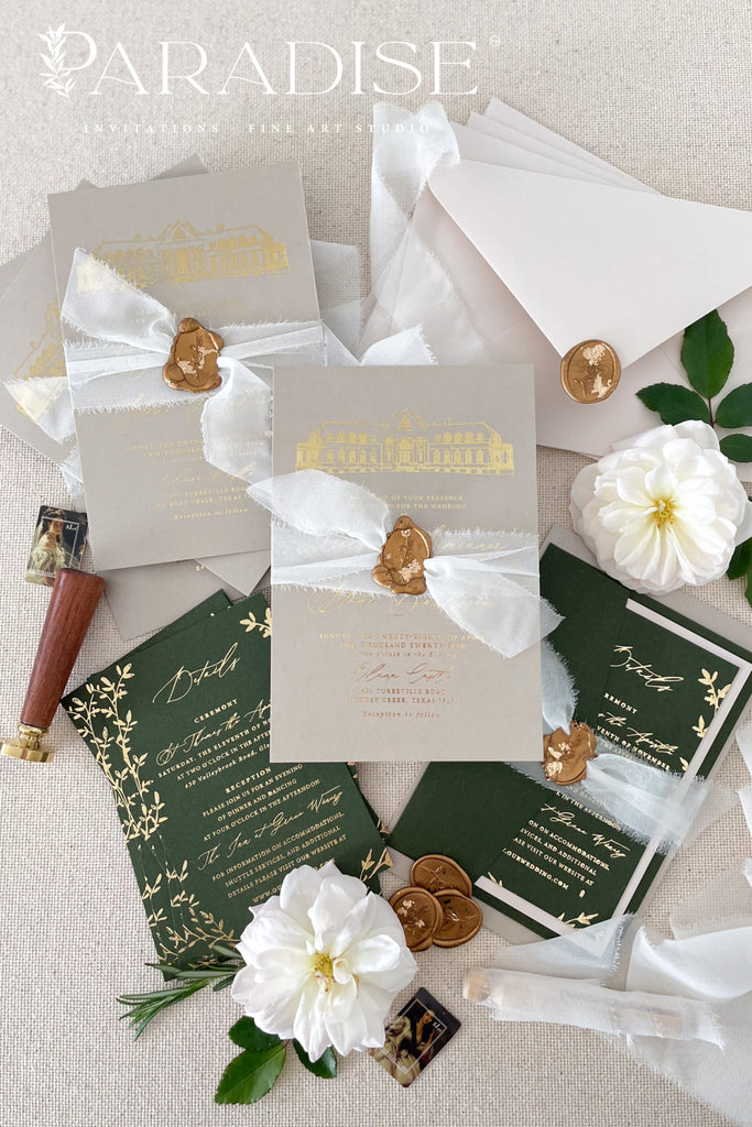 Hailey Gold Foil Wedding Invitation Sets