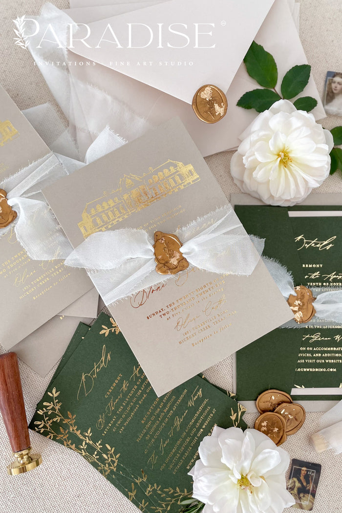 Hailey Gold Foil Wedding Invitation Sets