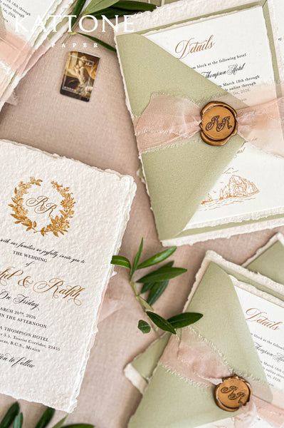 Handmade Paper Invitations Luxury Handmade Paper Wedding Invitations | Sage Green Wedding ...
