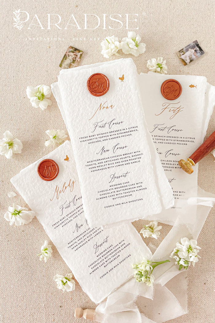 Athena Handmade Paper Wedding Menus