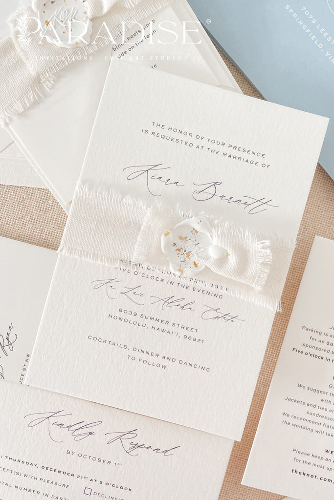 Lucy Linen Belly Bands Wedding Invitations