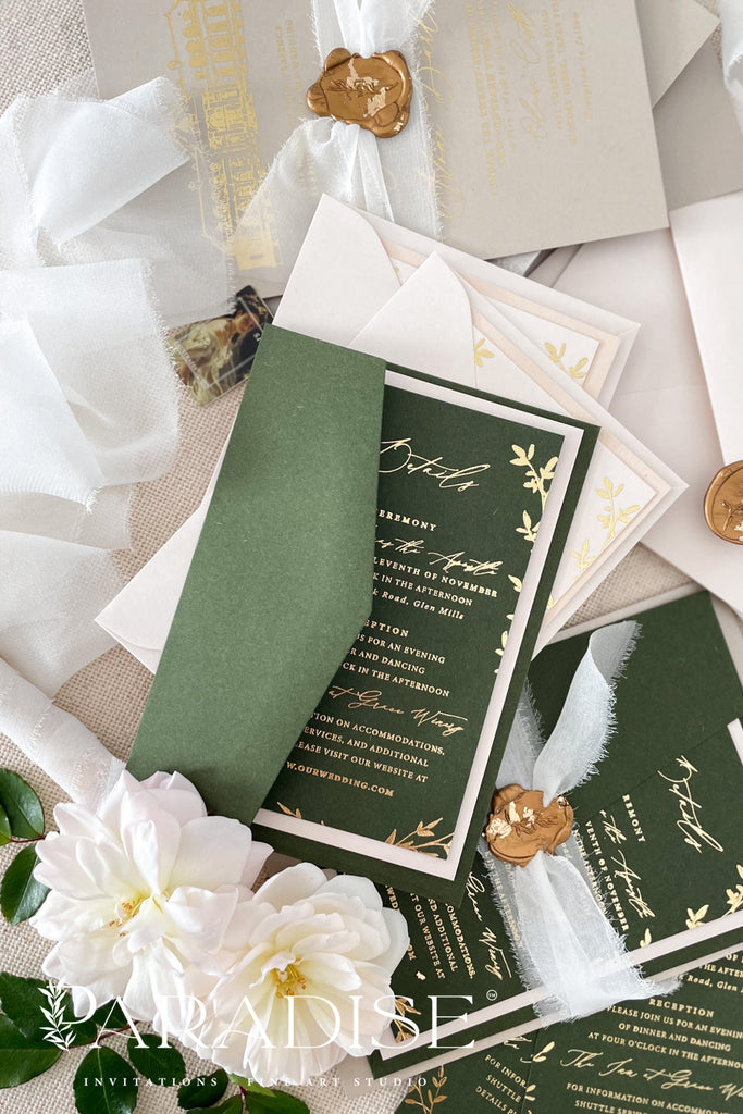 Hailey Gold Foil Wedding Invitation Sets