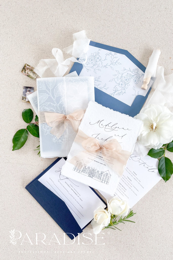 Alouette Handmade Paper Wedding Invitation Sets