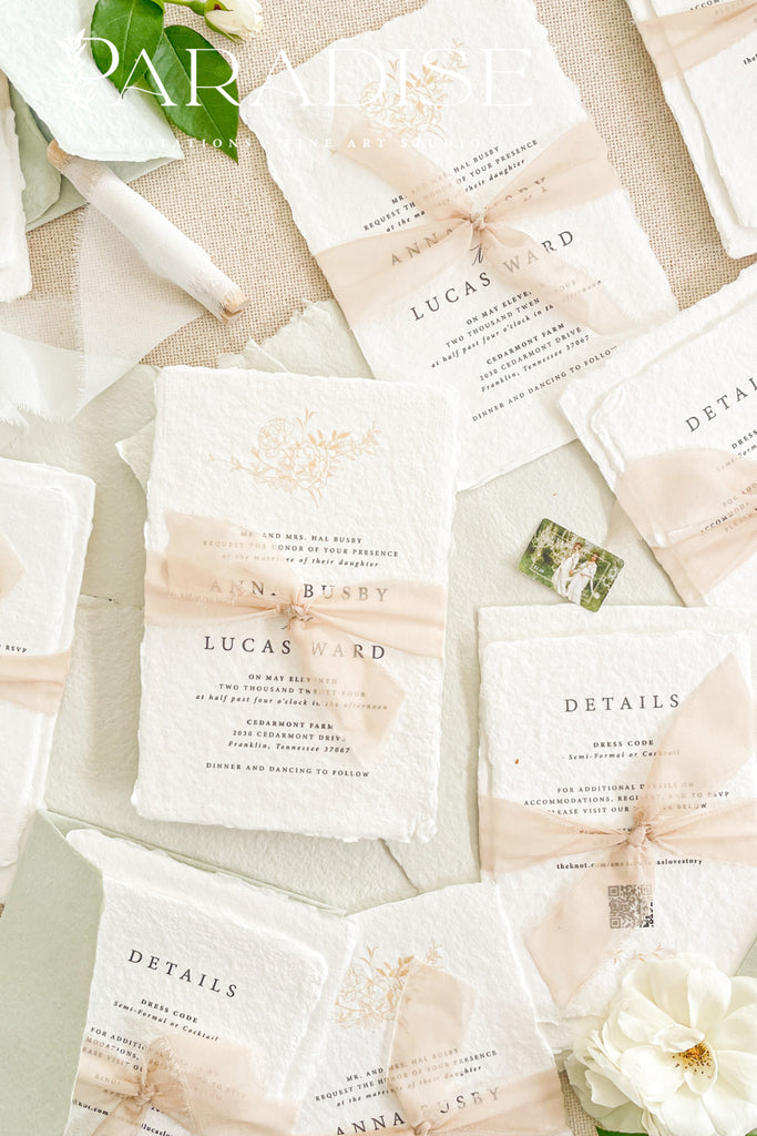 Lilith Handmade Paper Wedding Invitations