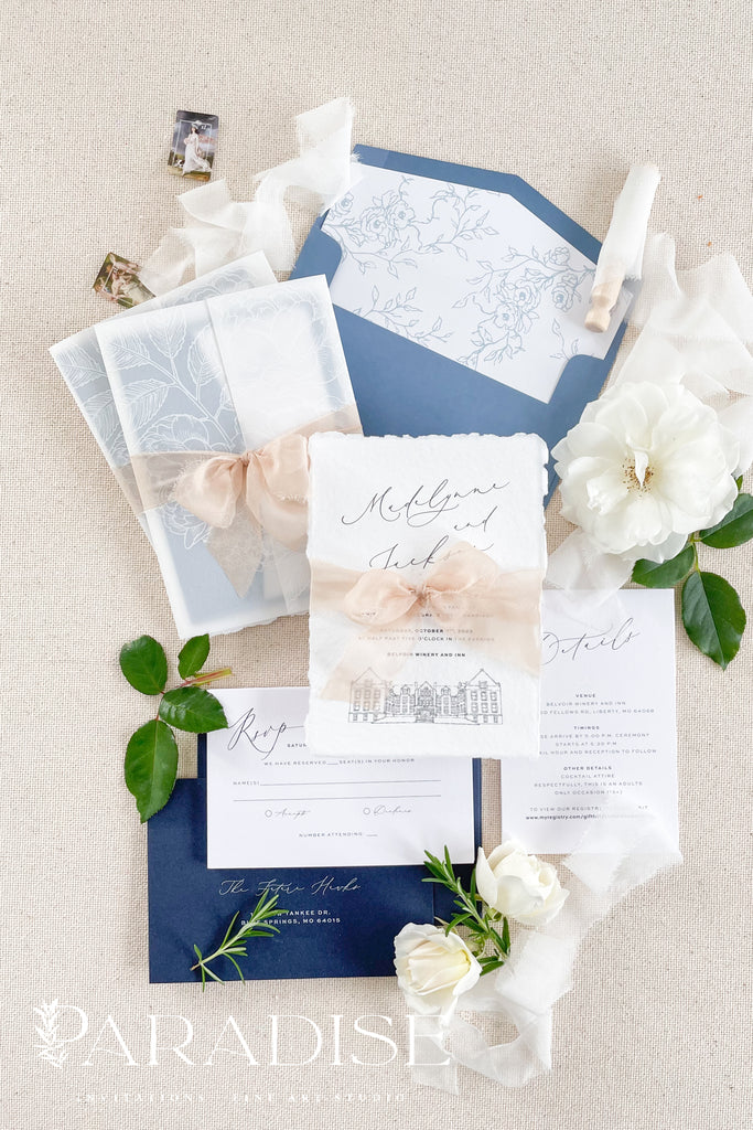 Alouette Handmade Paper Wedding Invitation Sets