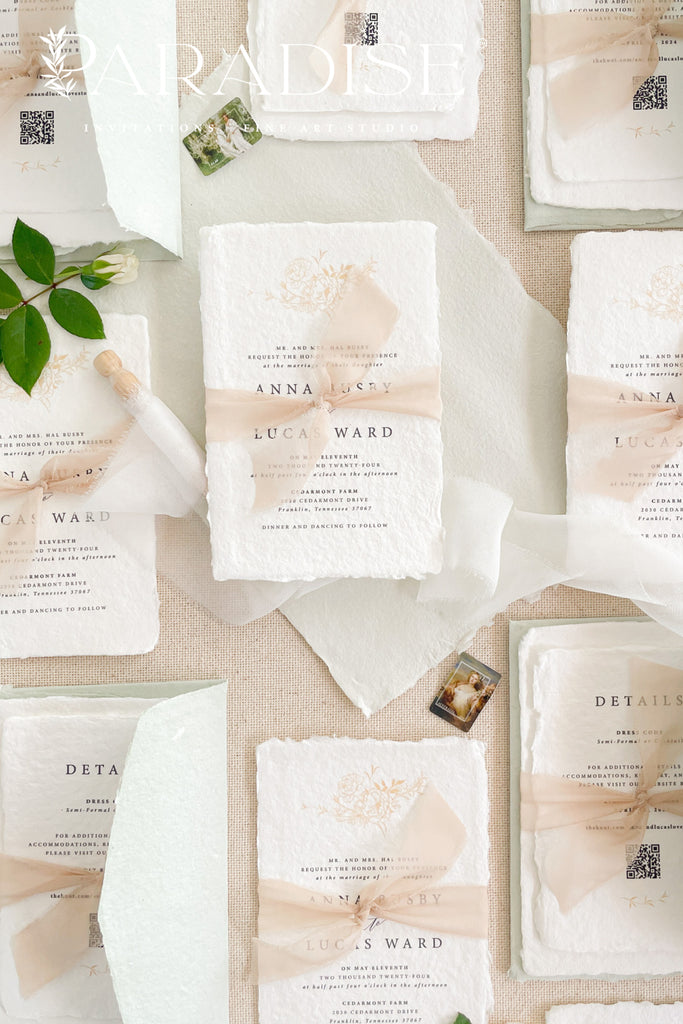 Lilith Handmade Paper Wedding Invitations