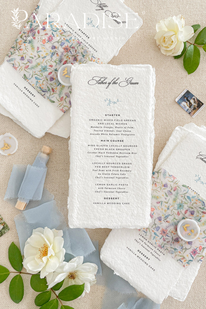 Serafina Handmade Paper Wedding Menus