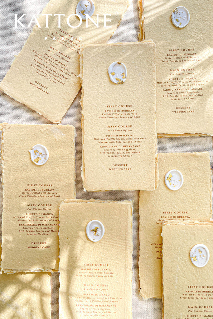 Indira Colored Handmade Paper Wedding Menus