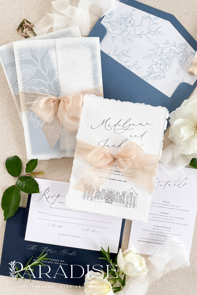 Alouette Handmade Paper Wedding Invitation Sets