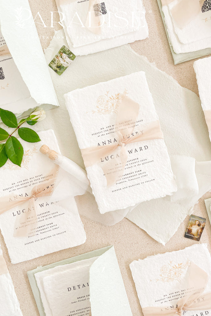 Lilith Handmade Paper Wedding Invitations