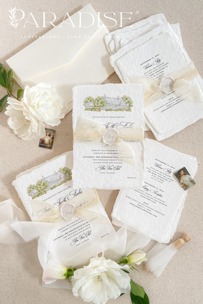 Arwen Handmade Paper Wedding Invitation Suite