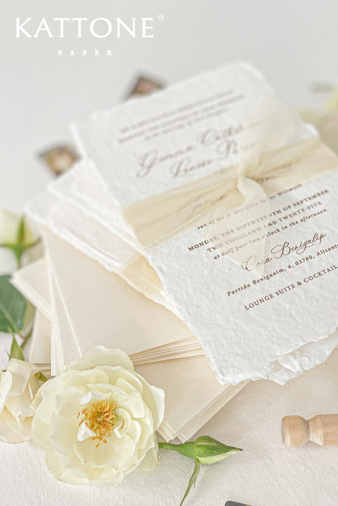 Octavia Handmade Paper Wedding Invitation Suite