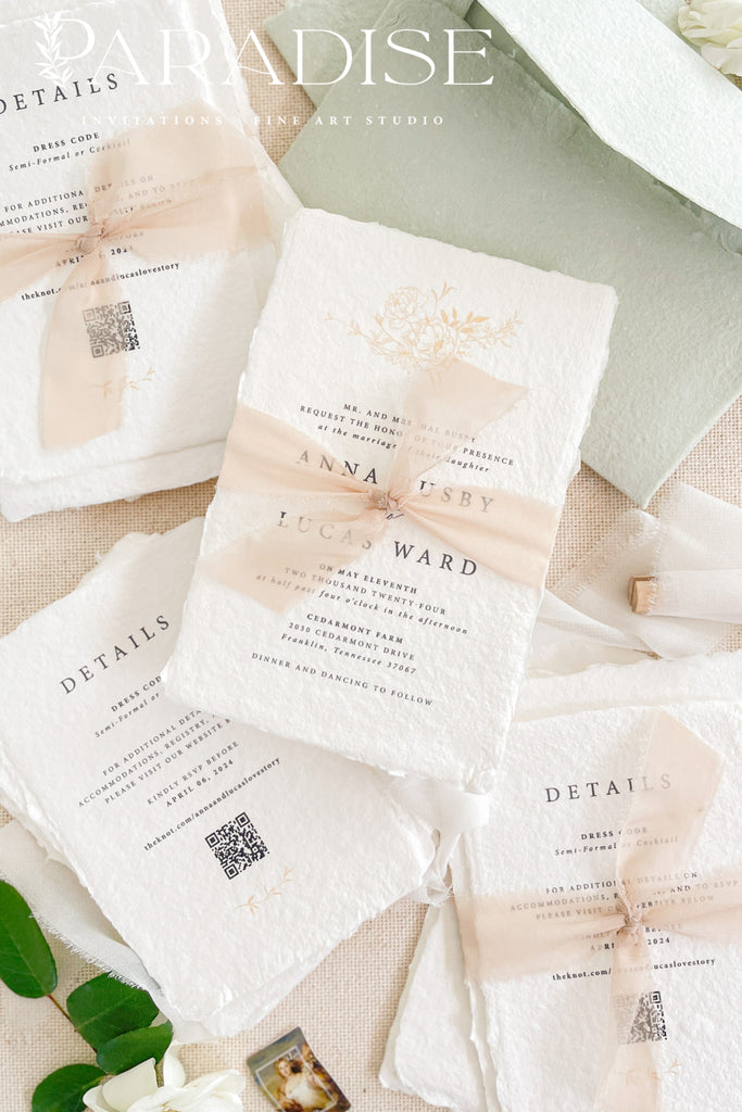 Lilith Handmade Paper Wedding Invitations