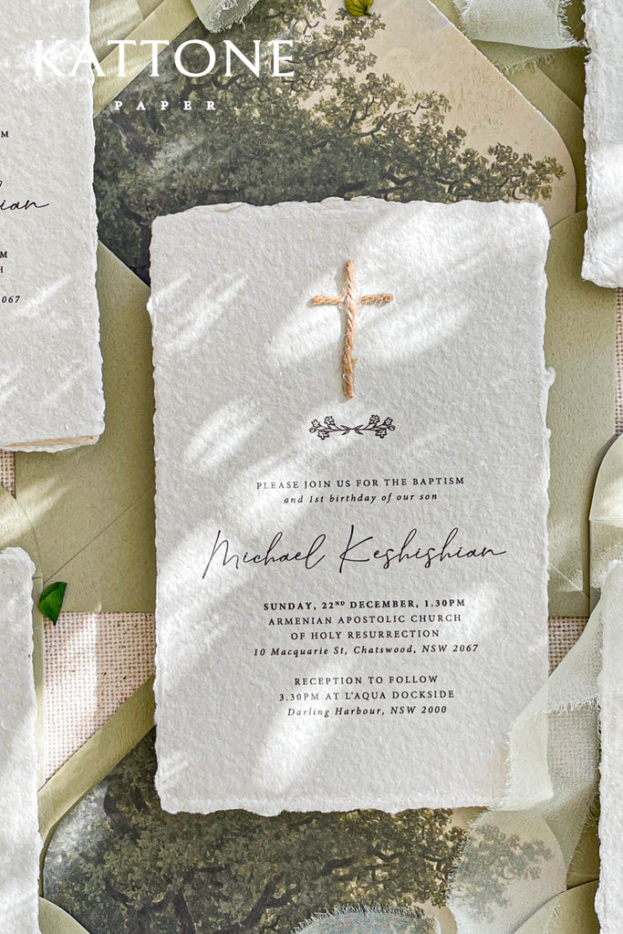 Ella Handmade Paper Christian Invitations