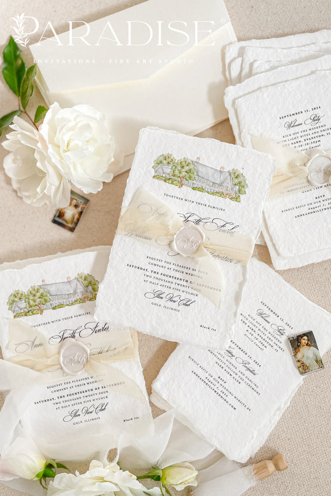 Arwen Handmade Paper Wedding Invitation Suite