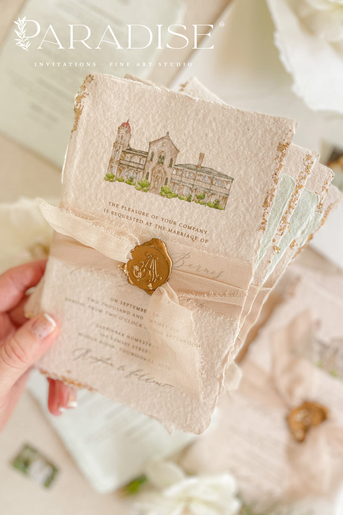 Arianna Colored Handmade Paper Wedding Invitation Sets