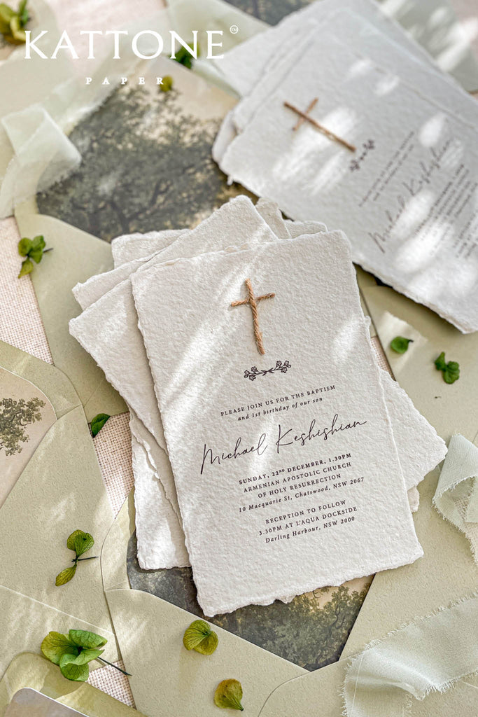 Ella Handmade Paper Christian Invitations