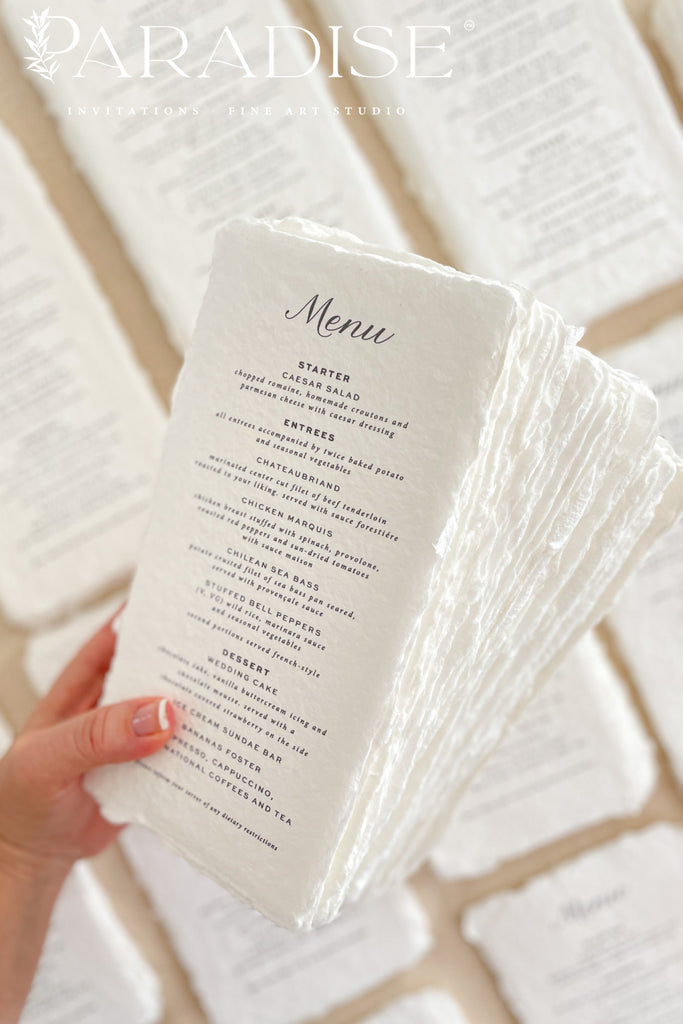 Senna Handmade Paper Wedding Menus