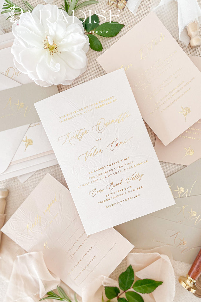 Leah Hot Foil Press Wedding Invitation Sets