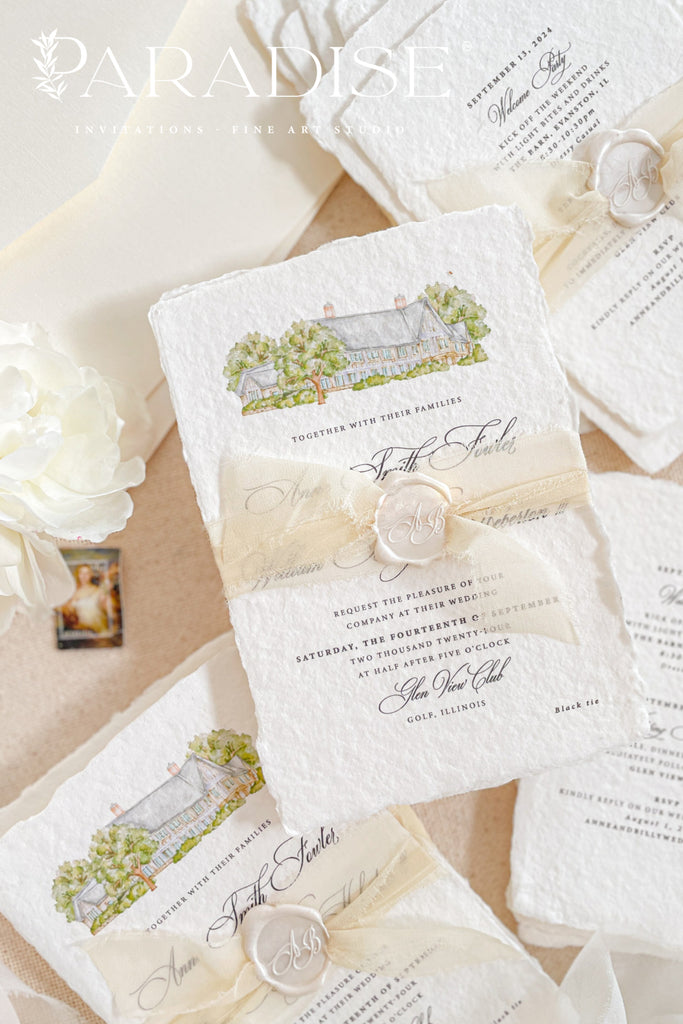 Arwen Handmade Paper Wedding Invitation Suite