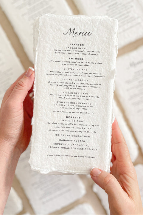 Wedding Menus Senna