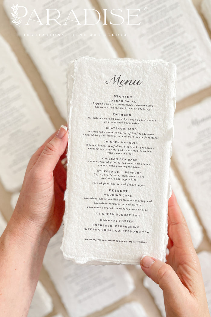 Senna Handmade Paper Wedding Menus