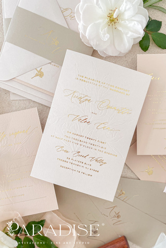 Leah Hot Foil Press Wedding Invitation Sets