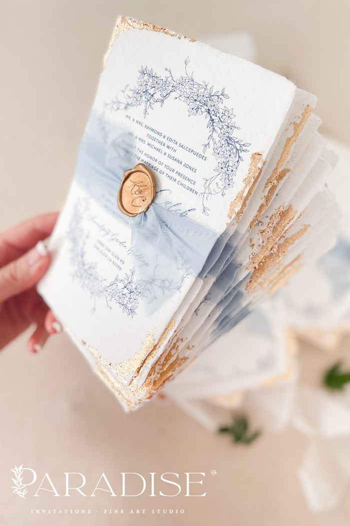 Camila Handmade Paper and Gold Leaf Wedding Invitation Sets